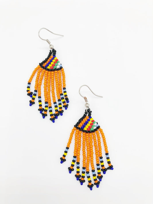 Kunu Earrings- Orange/Royal Blue