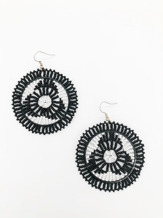 Large Nova Earrings- Black & White