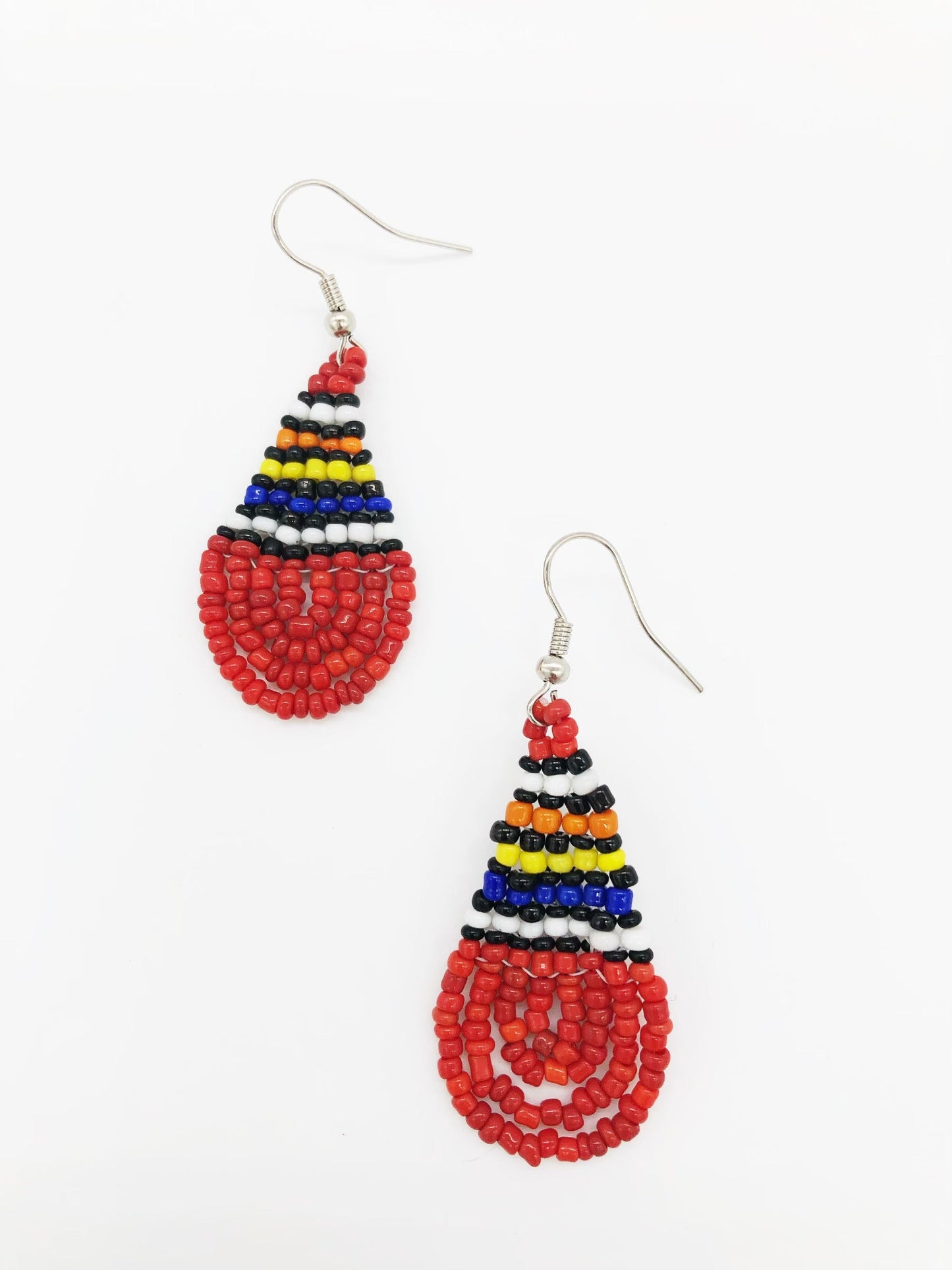 Small Caswell Earrings- Red/Orange/Yellow/Royal Blue