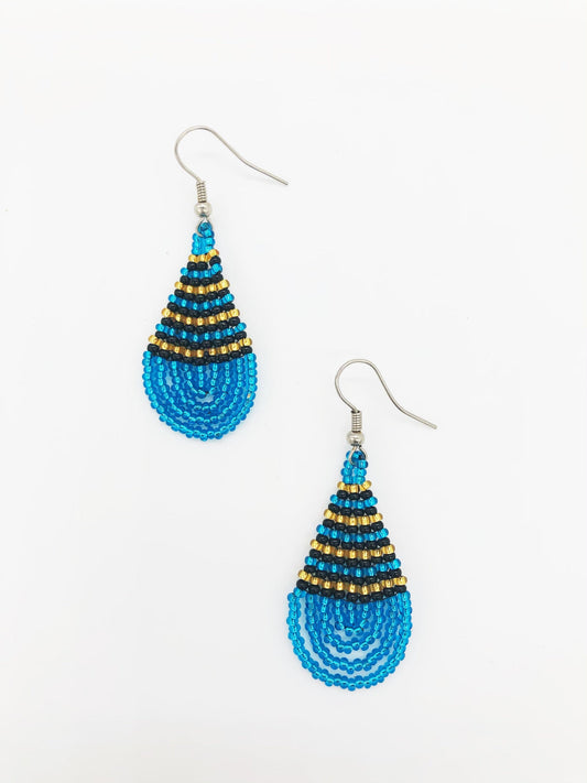 Small Caswell Earrings- Aqua/Gold