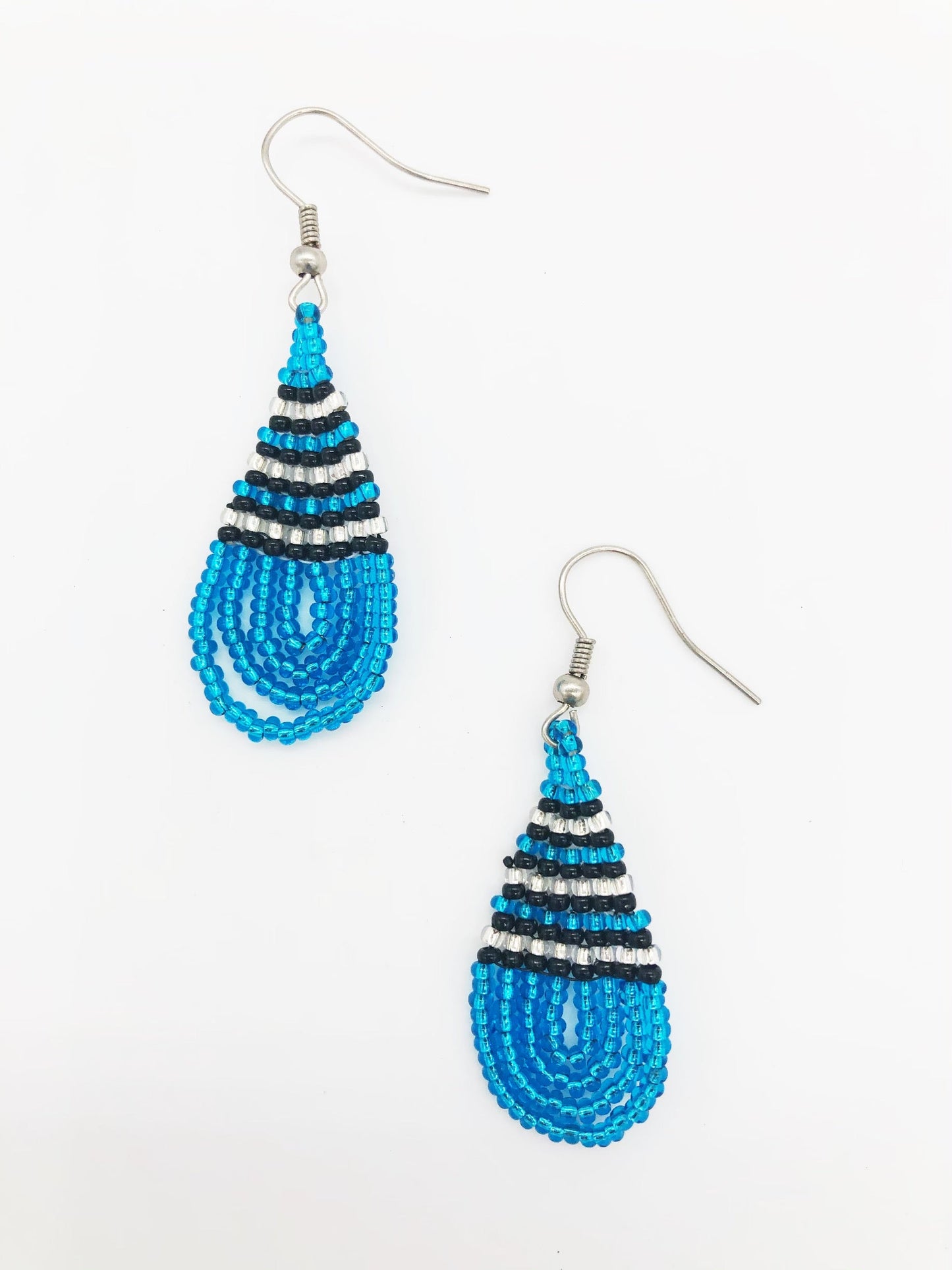 Small Caswell Earrings- Aqua/White