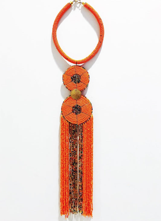 Circle Waterfall Necklace- Orange