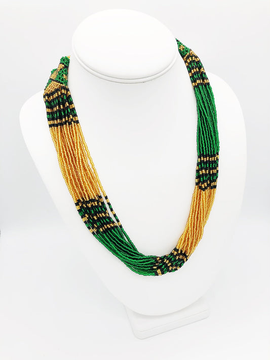 Alice Necklace- Green, Black, Gold